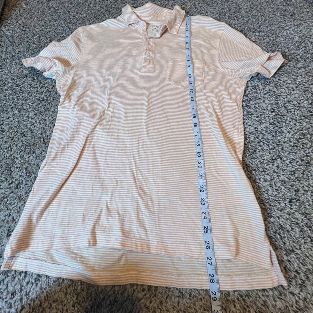 J Crew Men Striped Slub Cotton Short Sleeve Pocket Polo Shirt Sz M Orange White